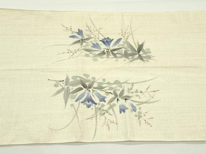 平和屋着物＊夏物　八寸名古屋帯　手描き　草花文　麻　逸品　CABJ9129rv