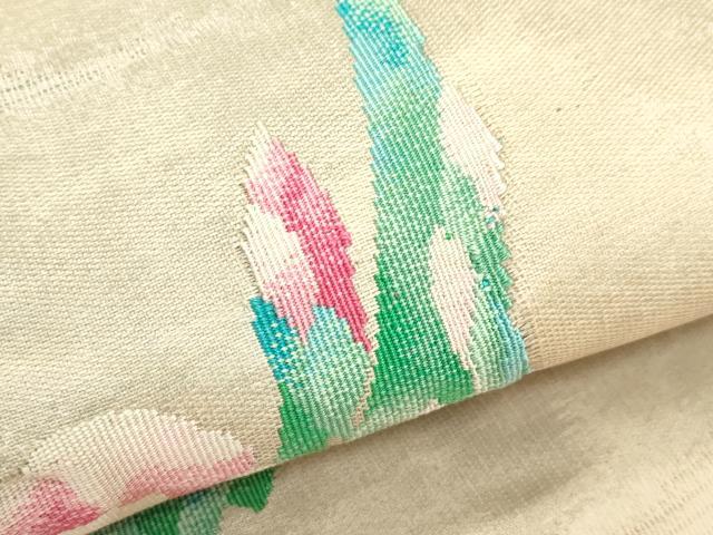 平和屋着物＊夏物　九寸名古屋帯　草花文　正絹　逸品　CABJ9131rv