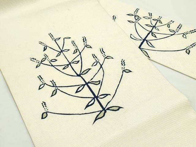 平和屋着物＊夏物　絽塩瀬　九寸名古屋帯　草木文　正絹　逸品　CABJ9132rv