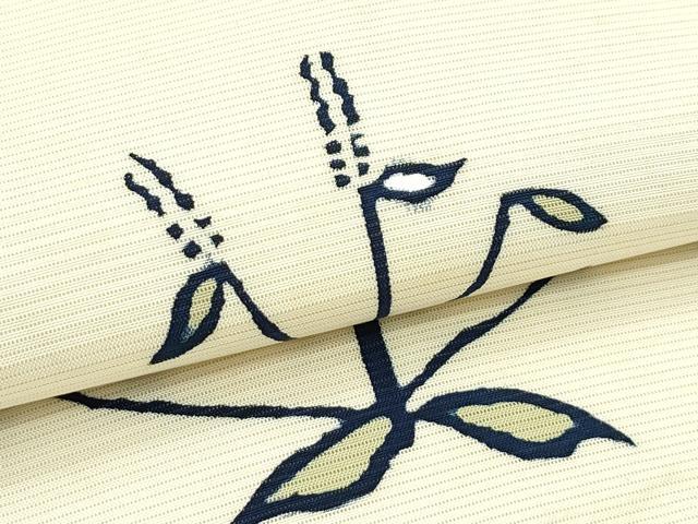 平和屋着物＊夏物　絽塩瀬　九寸名古屋帯　草木文　正絹　逸品　CABJ9132rv