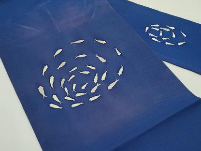 平和屋着物＊夏物　絽塩瀬　九寸名古屋帯　魚　正絹　逸品　CABJ9133rv