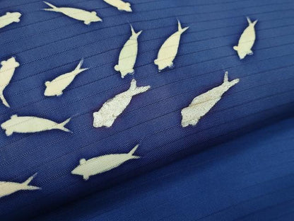 平和屋着物＊夏物　絽塩瀬　九寸名古屋帯　魚　正絹　逸品　CABJ9133rv