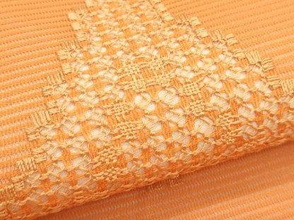 平和屋着物＊夏物　九寸開き名古屋帯　ドロンワーク　菱文様　正絹　逸品　CABJ9135rv