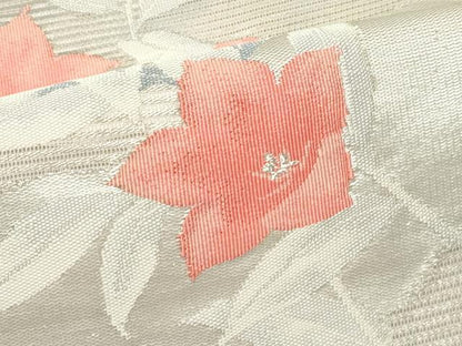 平和屋着物＊夏物　九寸名古屋帯　草花文　銀糸　正絹　逸品　未使用　CABJ9136rv