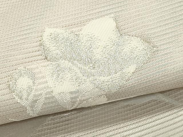 平和屋着物＊夏物　九寸名古屋帯　草花文　銀糸　正絹　逸品　未使用　CABJ9136rv