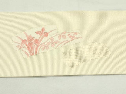 平和屋着物＊夏物　九寸名古屋帯　杜若　銀糸　正絹　逸品　CABJ9137rv