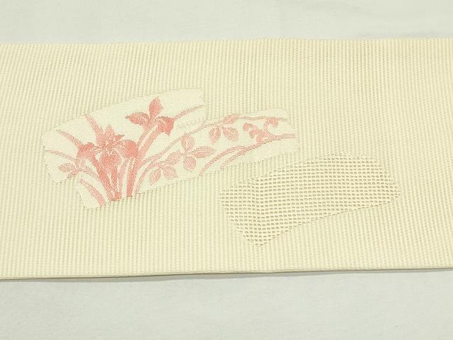 平和屋着物＊夏物　九寸名古屋帯　杜若　銀糸　正絹　逸品　CABJ9137rv