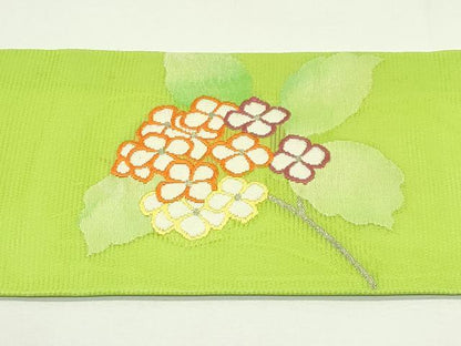 平和屋着物＊夏物　九寸名古屋帯　紫陽花　銀糸　正絹　逸品　未使用　CABJ9138rv