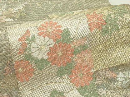 平和屋着物＊夏物　六通柄袋帯　色紙重ね秋草文　金銀糸　正絹　逸品　CABJ9143rv