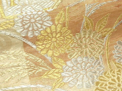 平和屋着物＊夏物　六通柄袋帯　菊　杜若　金銀糸　正絹　逸品　CABJ9144rv