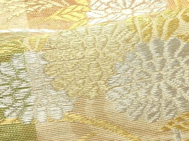 平和屋着物＊夏物　六通柄袋帯　菊　杜若　金銀糸　正絹　逸品　CABJ9144rv