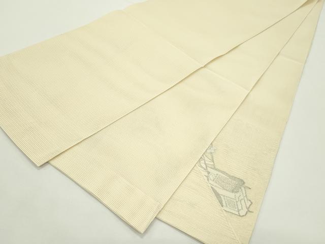 平和屋着物＊夏物　太鼓柄袋帯　絽綴れ　御所車菊楓文　銀糸　正絹　逸品　未使用　CABJ9145rv
