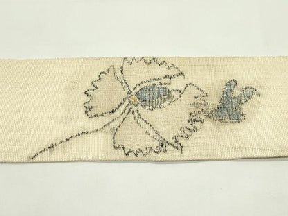 平和屋着物＊夏物　八寸名古屋帯　草花文　正絹　逸品　CABJ9146rv