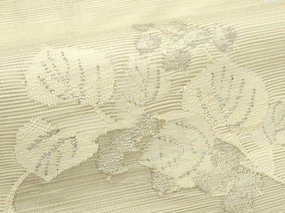 平和屋着物＊夏物　八寸名古屋帯　葡萄蔦の葉文　銀糸　正絹　逸品　CABJ9150rv