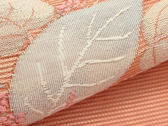 平和屋着物＊夏物　九寸名古屋帯　草花文　銀糸　正絹　逸品　CABJ9156rv