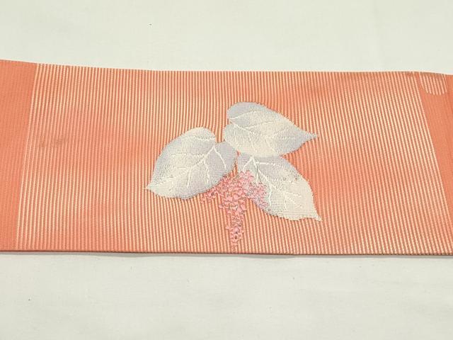 平和屋着物＊夏物　九寸名古屋帯　草花文　銀糸　正絹　逸品　CABJ9156rv