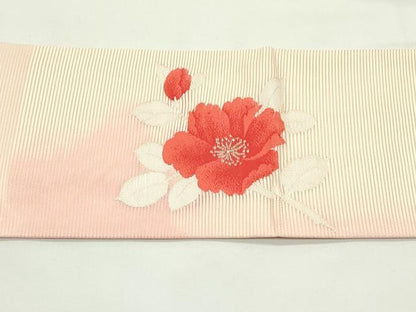 平和屋着物＊夏物　九寸名古屋帯　草花文　銀糸　正絹　逸品　CABJ9157rv