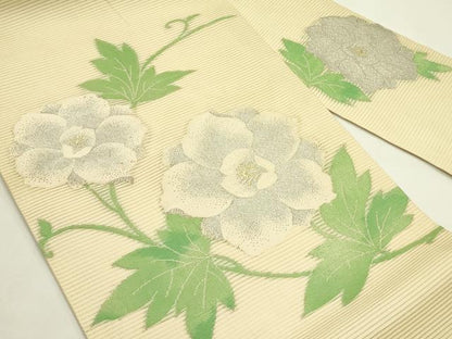 平和屋着物＊夏物　九寸名古屋帯　草花文　金銀糸　正絹　逸品　CABJ9159rv
