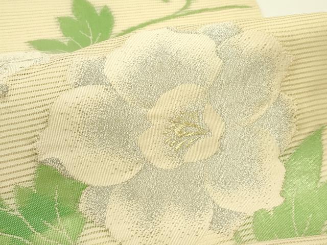 平和屋着物＊夏物　九寸名古屋帯　草花文　金銀糸　正絹　逸品　CABJ9159rv