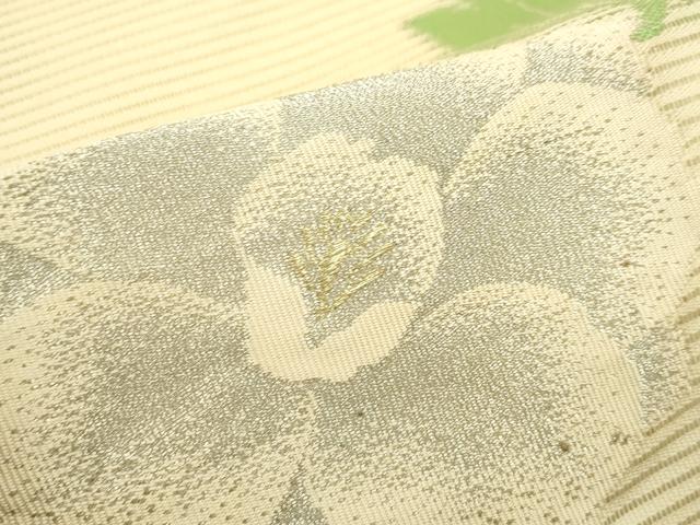 平和屋着物＊夏物　九寸名古屋帯　草花文　金銀糸　正絹　逸品　CABJ9159rv