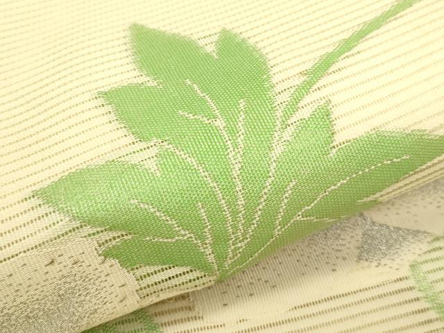 平和屋着物＊夏物　九寸名古屋帯　草花文　金銀糸　正絹　逸品　CABJ9159rv
