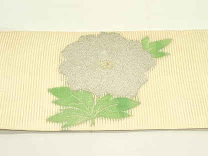 平和屋着物＊夏物　九寸名古屋帯　草花文　金銀糸　正絹　逸品　CABJ9159rv