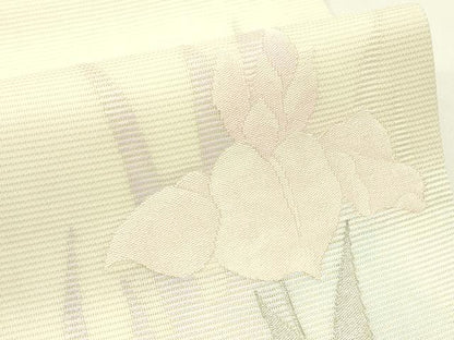 平和屋着物＊夏物　九寸開き名古屋帯　杜若　銀糸　正絹　逸品　CABJ9160rv