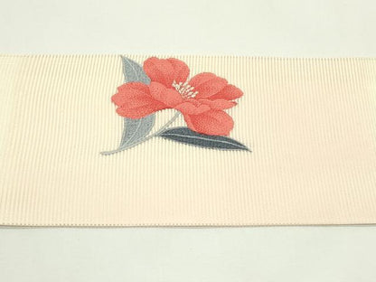 平和屋着物＊夏物　九寸名古屋帯　刺繍　草花文　銀糸　正絹　逸品　CABJ9162rv