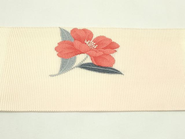 平和屋着物＊夏物　九寸名古屋帯　刺繍　草花文　銀糸　正絹　逸品　CABJ9162rv