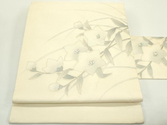 平和屋着物＊夏物　九寸名古屋帯　相良刺繍　桔梗　銀糸　正絹　逸品　CABJ9164rv