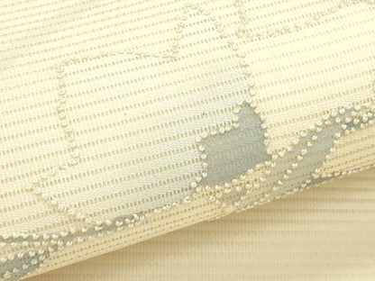 平和屋着物＊夏物　九寸名古屋帯　相良刺繍　桔梗　銀糸　正絹　逸品　CABJ9164rv