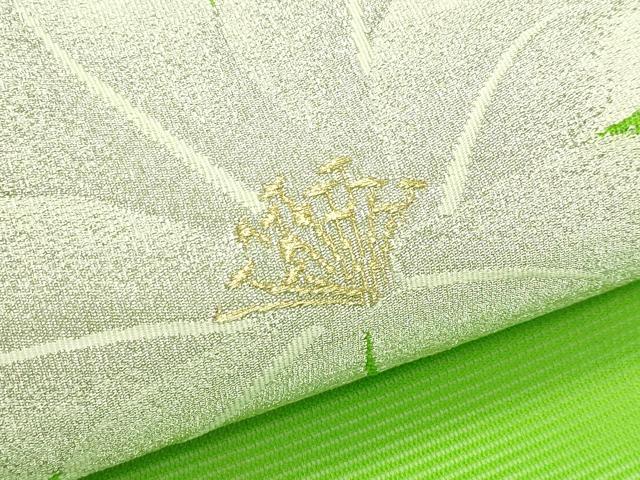 平和屋着物＊夏物　九寸名古屋帯　草花文　金銀糸　正絹　逸品　CABJ9165rv