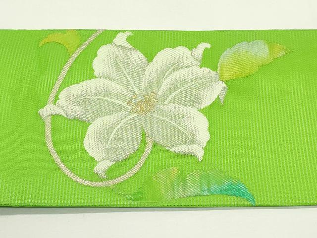 平和屋着物＊夏物　九寸名古屋帯　草花文　金銀糸　正絹　逸品　CABJ9165rv
