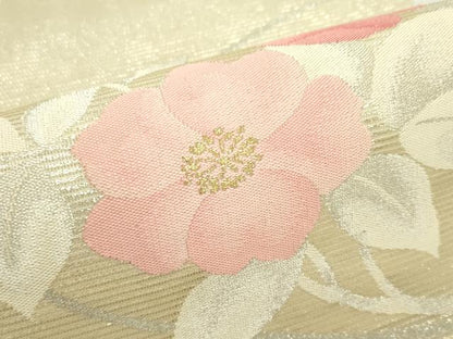 平和屋着物＊夏物　九寸名古屋帯　草花文　金銀糸　正絹　逸品　CABJ9169rv