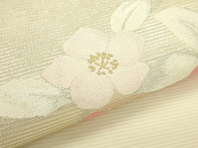 平和屋着物＊夏物　九寸名古屋帯　草花文　金銀糸　正絹　逸品　CABJ9169rv