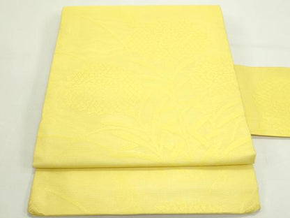 平和屋着物＊夏物　九寸名古屋帯　黄支子色　正絹　逸品　CABJ9173rv