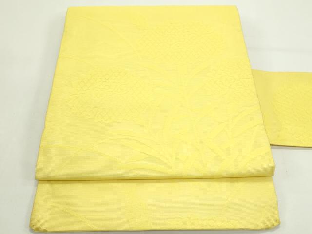 平和屋着物＊夏物　九寸名古屋帯　黄支子色　正絹　逸品　CABJ9173rv