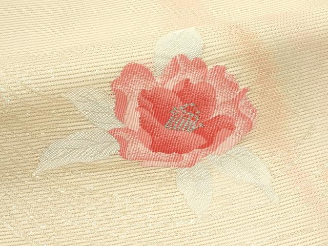 平和屋着物＊夏物　九寸名古屋帯　草花文　銀糸　正絹　逸品　CABJ9175rv