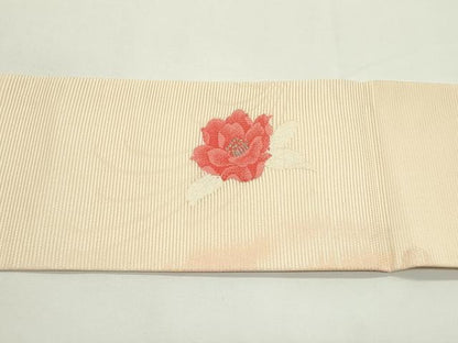平和屋着物＊夏物　九寸名古屋帯　草花文　銀糸　正絹　逸品　CABJ9175rv