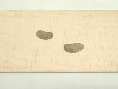 平和屋着物＊夏物　九寸名古屋帯　駒刺繍　成り物　茄子　そら豆　麻　逸品　CABJ9176rv