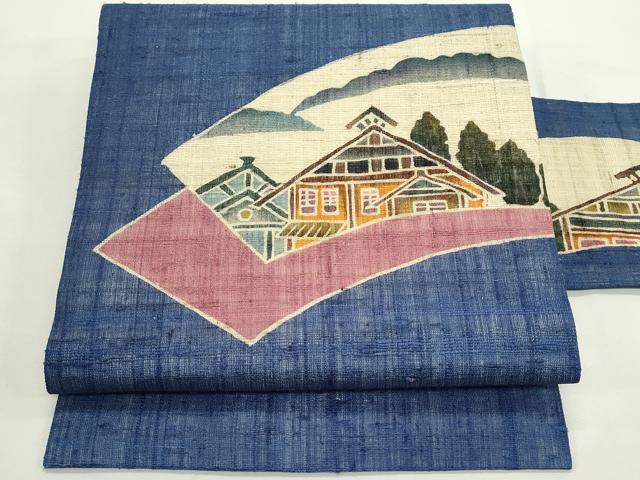 平和屋着物＊夏物　九寸名古屋帯　作家物　紬地　風景文　正絹　逸品　未使用　CABJ9178rv