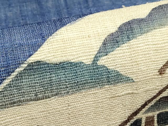 平和屋着物＊夏物　九寸名古屋帯　作家物　紬地　風景文　正絹　逸品　未使用　CABJ9178rv