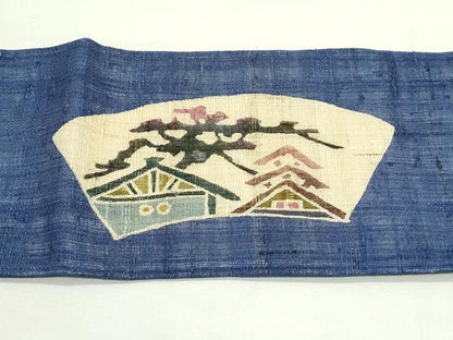 平和屋着物＊夏物　九寸名古屋帯　作家物　紬地　風景文　正絹　逸品　未使用　CABJ9178rv