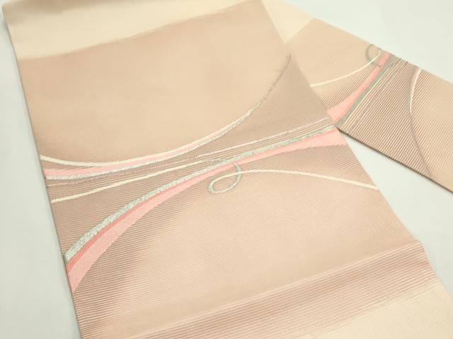 平和屋着物＊夏物　九寸名古屋帯　抽象文　銀糸　正絹　逸品　CABJ9180rv