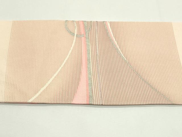 平和屋着物＊夏物　九寸名古屋帯　抽象文　銀糸　正絹　逸品　CABJ9180rv
