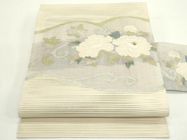 平和屋着物＊夏物　八寸名古屋帯　絽綴れ　楓　牡丹　金銀糸　正絹　逸品　CABJ9181rv