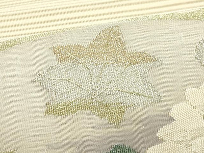 平和屋着物＊夏物　八寸名古屋帯　絽綴れ　楓　牡丹　金銀糸　正絹　逸品　CABJ9181rv