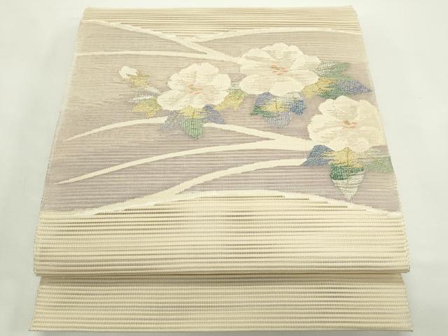 平和屋着物＊夏物　八寸名古屋帯　絽綴れ　草花文　金銀糸　松坂屋扱い　正絹　逸品　CABJ9183rv