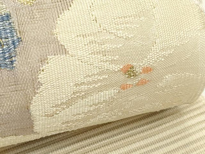 平和屋着物＊夏物　八寸名古屋帯　絽綴れ　草花文　金銀糸　松坂屋扱い　正絹　逸品　CABJ9183rv