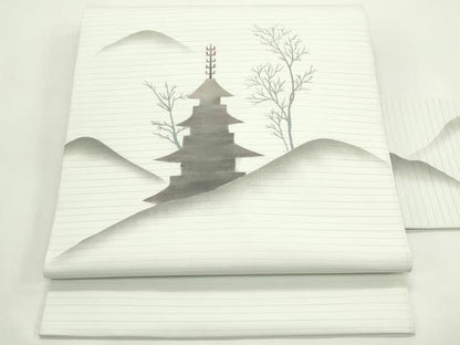 平和屋着物＊夏物　九寸名古屋帯　遠山風景文　CABJ9186rv